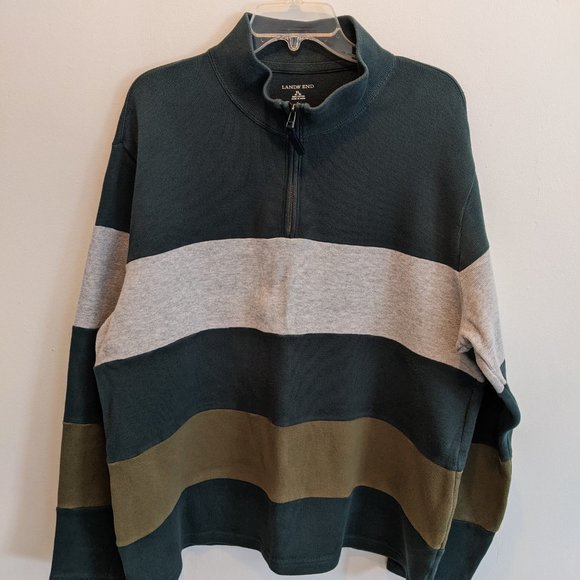 Lands End Colorblock XL Half-zip Sweater - Picture 2 of 8